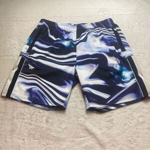 Paper Planes Blue and White Marble Design Board Shorts Size XL